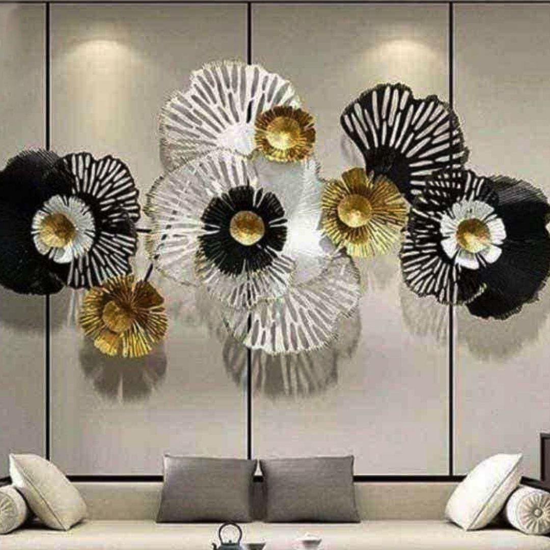 Multicolor metallic wall leaf art for home (52 x 28 Inches)