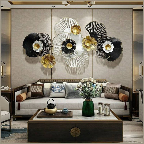 Multicolor metallic wall leaf art for home (52 x 28 Inches)
