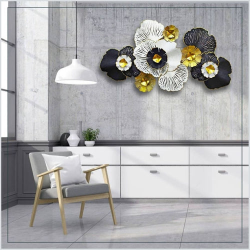 Multicolor metallic wall leaf art for home (52 x 28 Inches)
