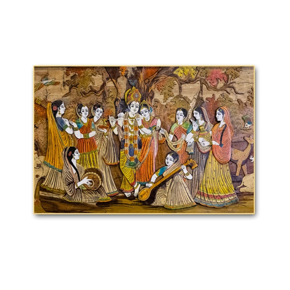 Nidhivan - Mystical Aura of Enchanted forest Radha Krishna Canvas wall art (36 x 24 Inches)