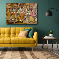 Thumbnail for Nidhivan - Mystical Aura of Enchanted forest Radha Krishna Canvas wall art (36 x 24 Inches)