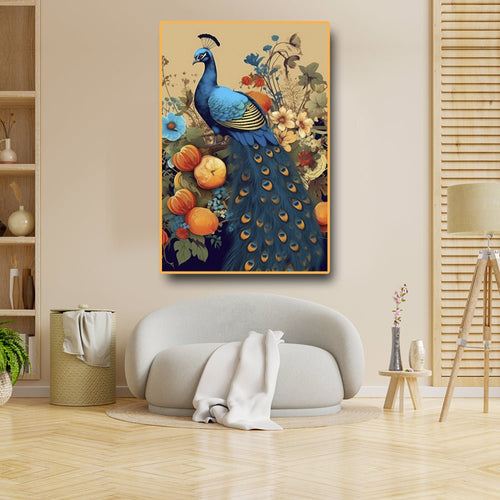 Peacock Design canvas wall Art (24 x 36 Inches)