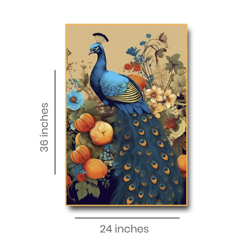 Peacock Design canvas wall Art (24 x 36 Inches)