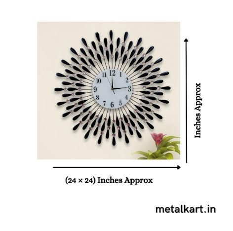 Pearl Drops Metallic Wall Clock Serenity of Rain Drops (24 x 24 Inches)