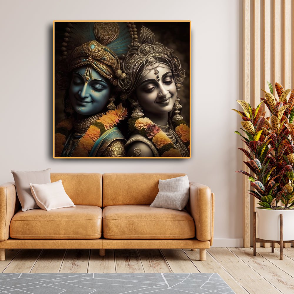 Radha Krishna Yugal Canvas Painting (36 x 36 Inches)