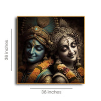 Thumbnail for Radha Krishna Yugal Canvas Painting (36 x 36 Inches)