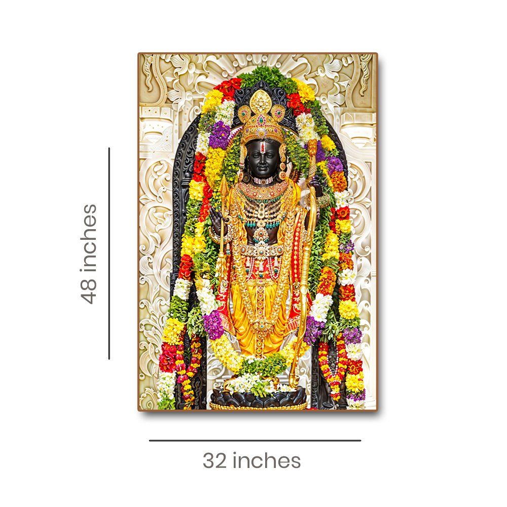 Ram Lalla of Ram Janma Bhoomi Ayodhya with Frame (Starting 36 x 24 Inches)