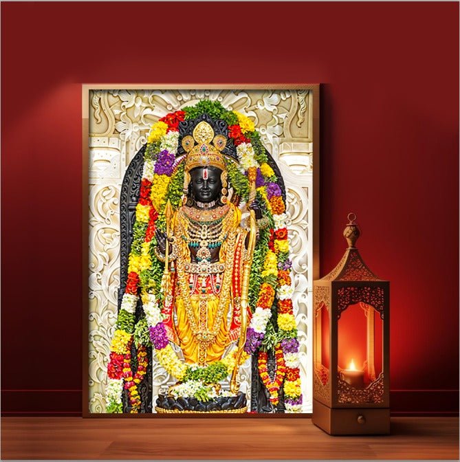 Ram Lalla of Ram Janma Bhoomi Ayodhya with Frame (Starting 36 x 24 Inches)