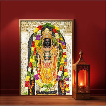 Ram Lalla of Ram Janma Bhoomi Ayodhya with Frame (Starting 36 x 24 Inches)