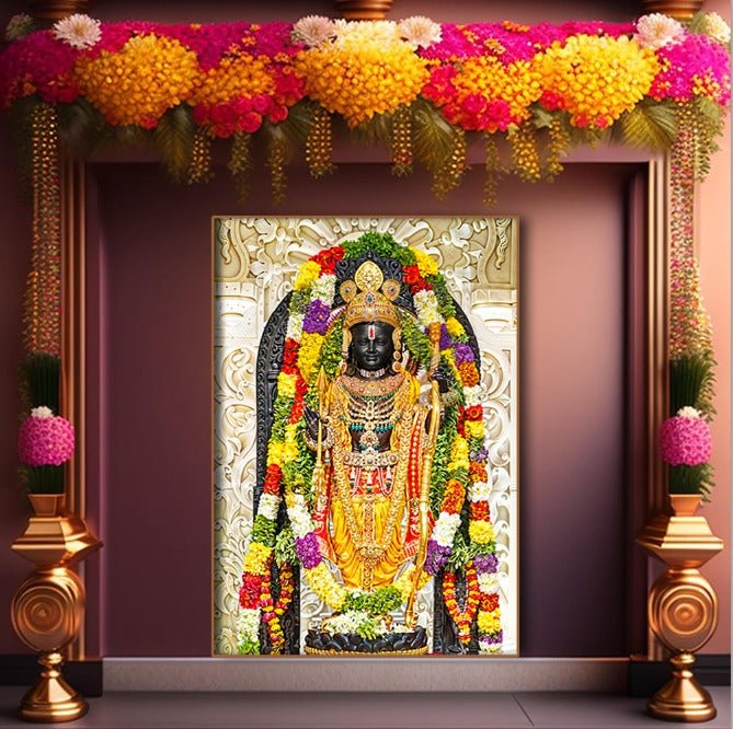 Ram Lalla of Ram Janma Bhoomi Ayodhya with Frame (Starting 36 x 24 Inches)