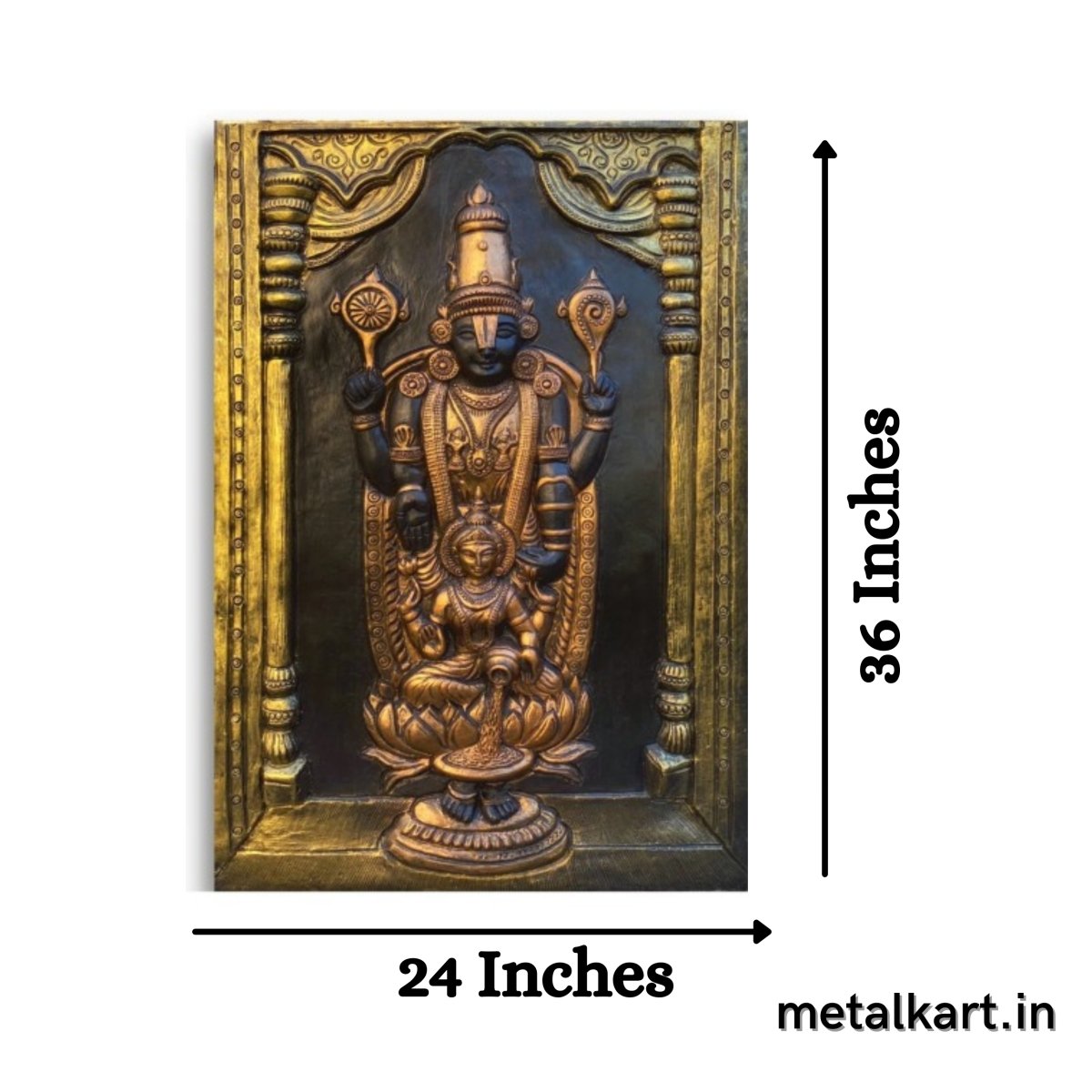 Sri Tirupati Balaji with Lakshmi Mata 3D Wall Sculpture (36 x 24 Inches)