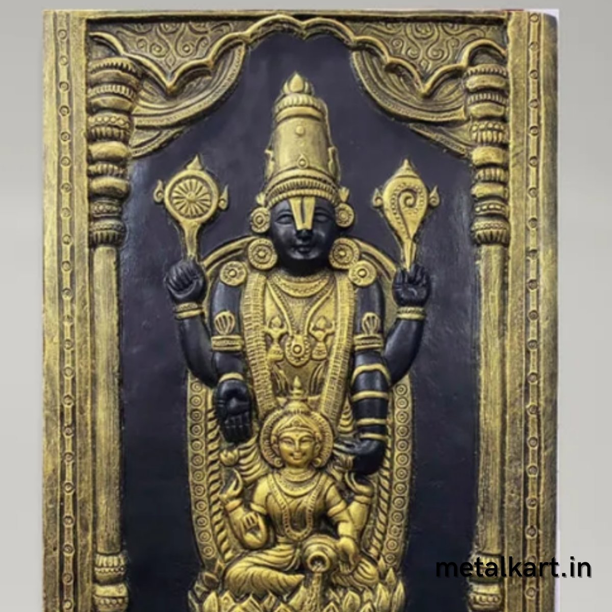 Sri Tirupati Balaji with Lakshmi Mata 3D Wall Sculpture (36 x 24 Inches)