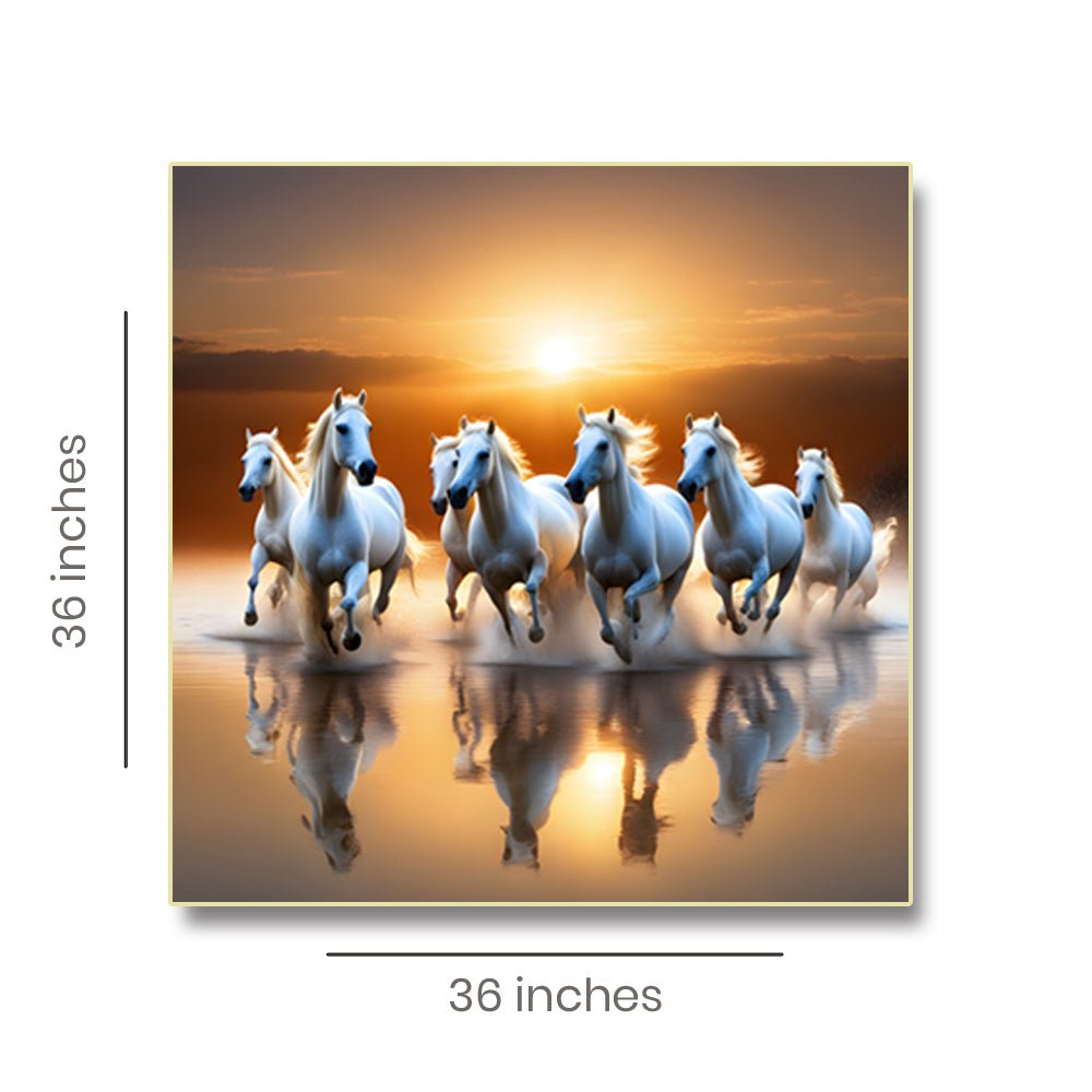 Sunlit Running Horses Wall Decor with Seven Horses (36 x 36 Inches)