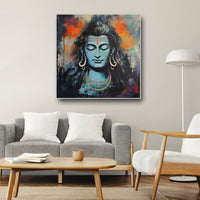 Thumbnail for The Adiyogi - Colossal depiction of Shiva Canvas Wall Art (36 x 36 Inches )