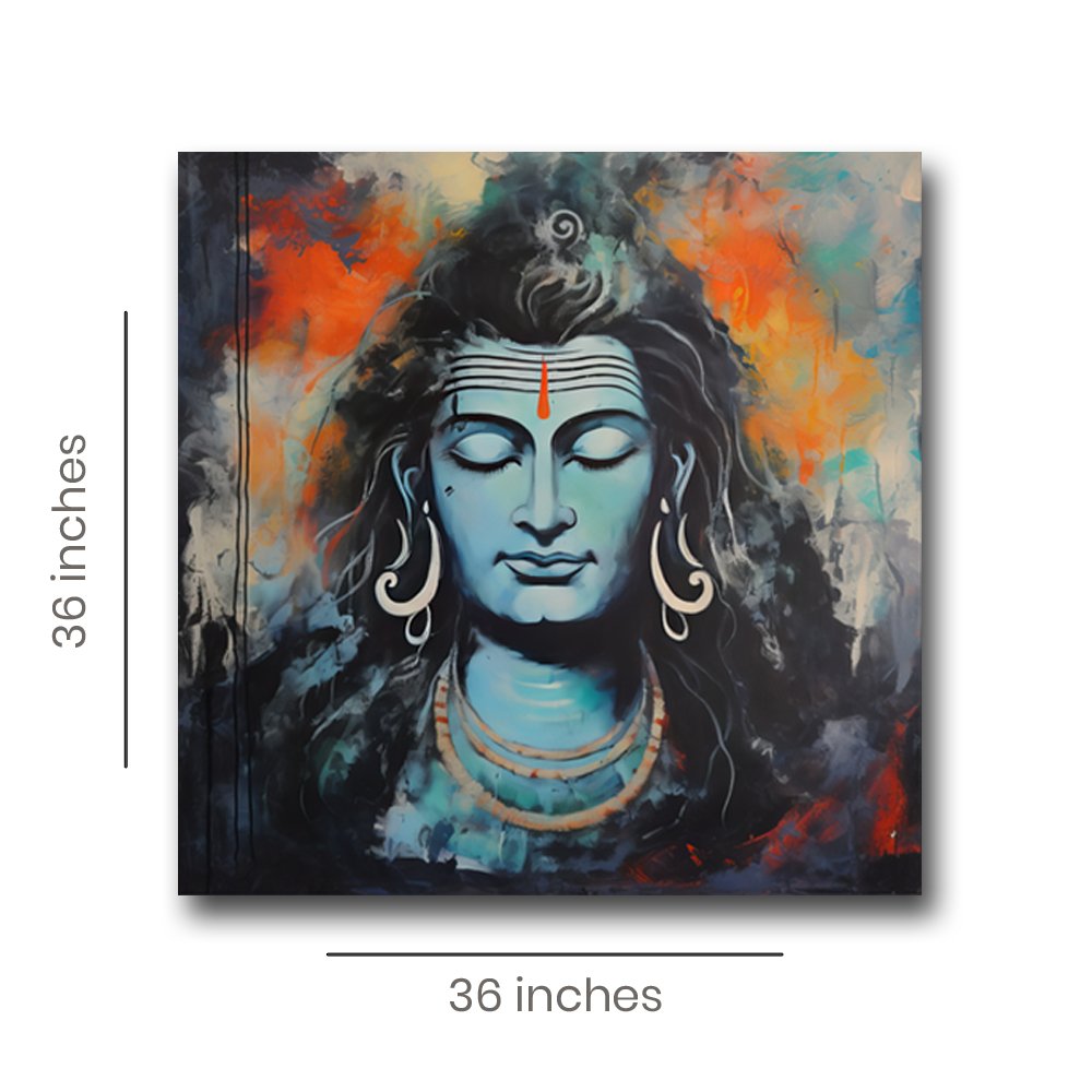 The Adiyogi - Colossal depiction of Shiva Canvas Wall Art (36 x 36 Inches )