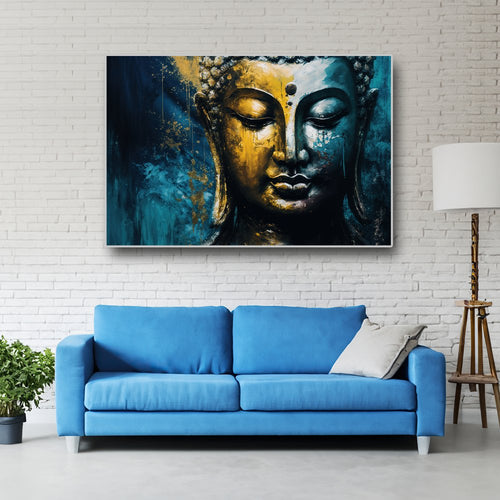 The Blue Bodhi - Unending Light of Buddha Canvas Wall Art (36 x 36 Inches)