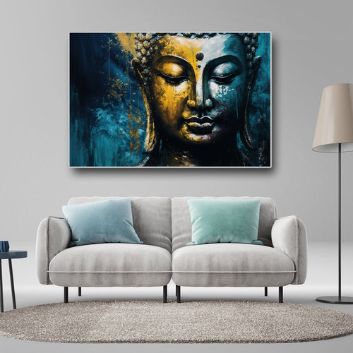The Blue Bodhi - Unending Light of Buddha Canvas Wall Art (36 x 36 Inches)