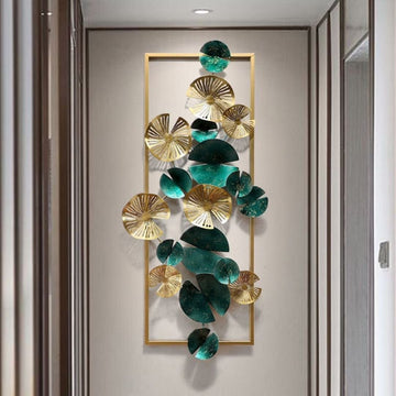 The Gold And Green Vertical Framed Wall Art (58 x 27 Inches each)