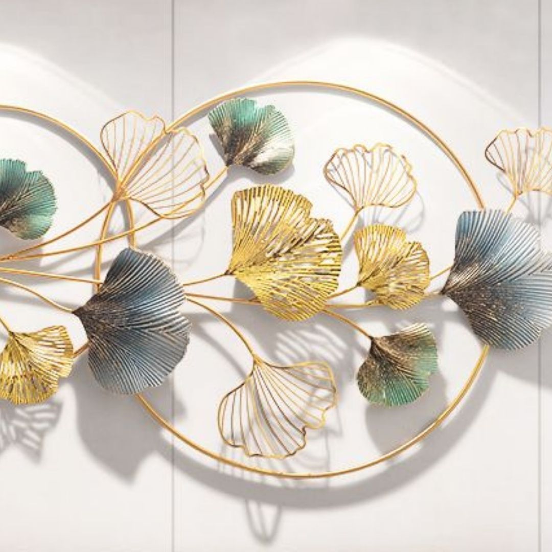 The Golden Circles Metal leaves wall art (48 x 24 Inches)