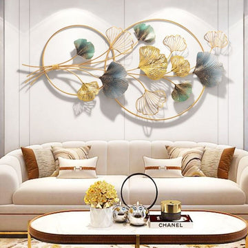 The Golden Circles Metal leaves wall art (48 x 24 Inches)