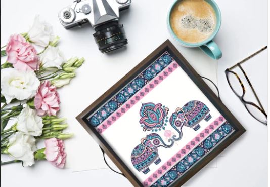 Traditional designs Wooden Serving Tray (Starting 9x9 Inches)