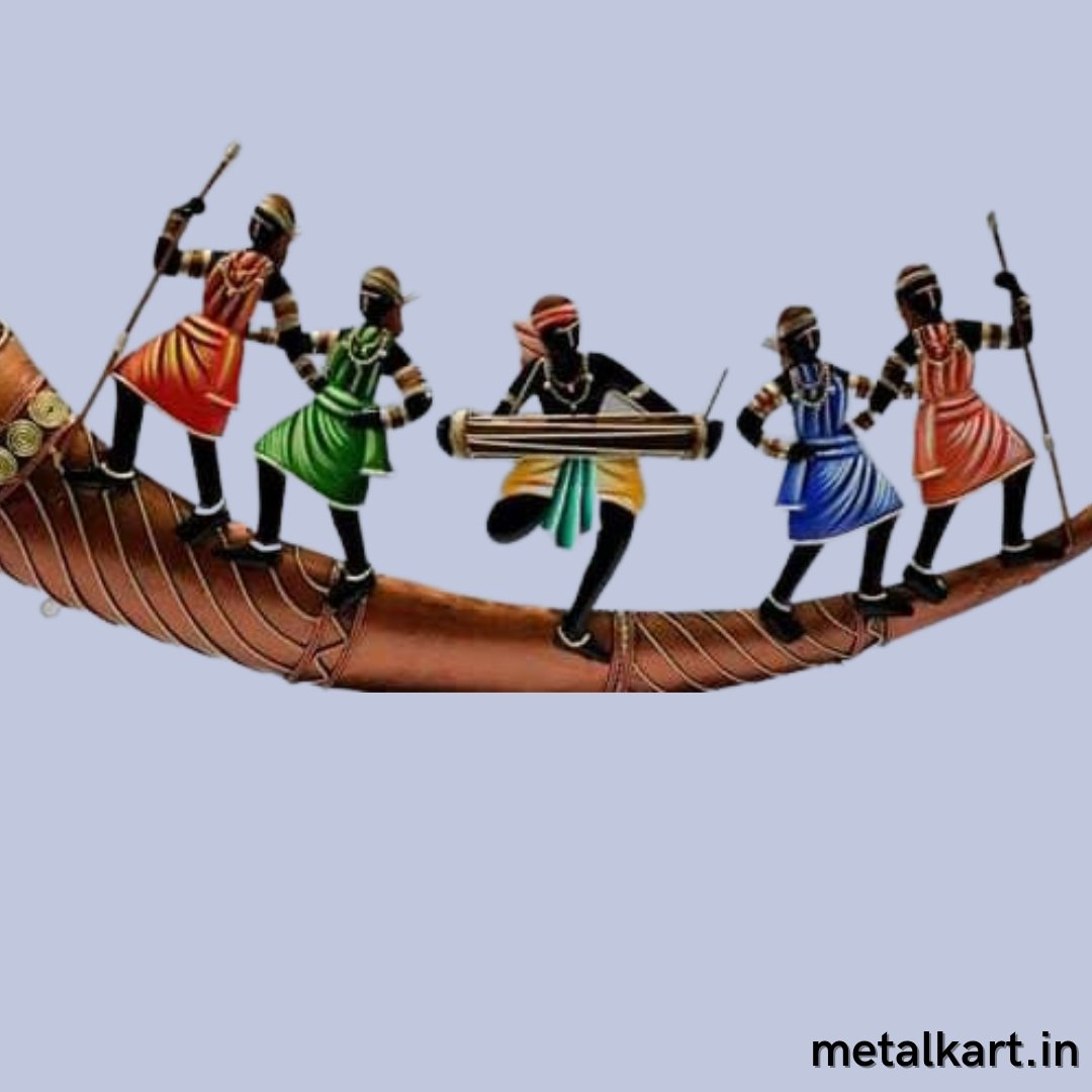 Tribal Women celebrating with traditional dhol (24 x 12 Inches)