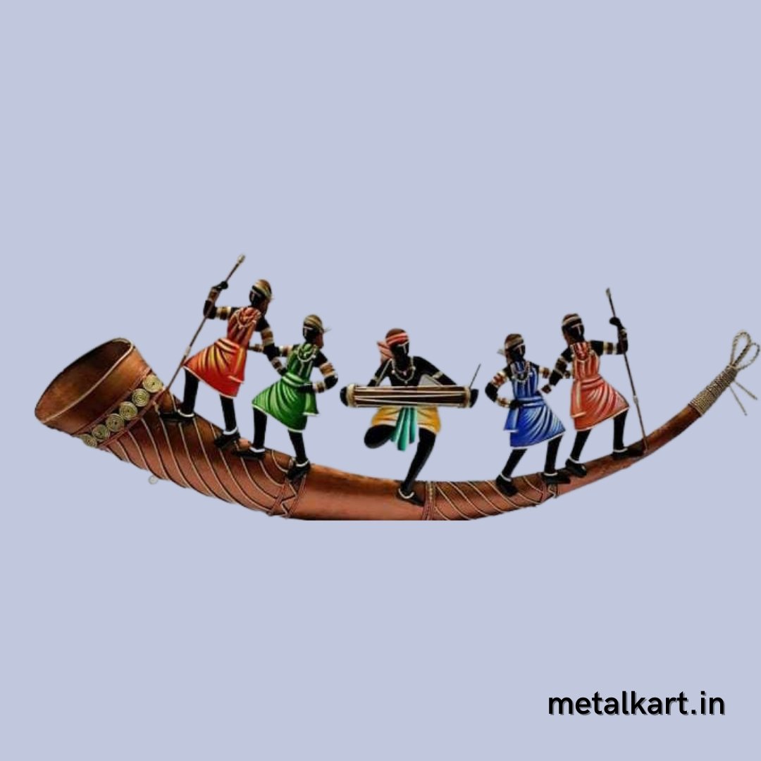 Tribal Women celebrating with traditional dhol (24 x 12 Inches)