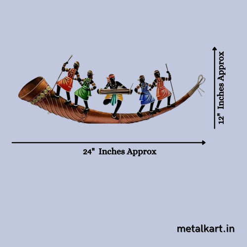 Tribal Women celebrating with traditional dhol (24 x 12 Inches)