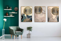 Thumbnail for The Golden Veil Crystal Glass Painting Set of 3 (150 x 70 Cm)