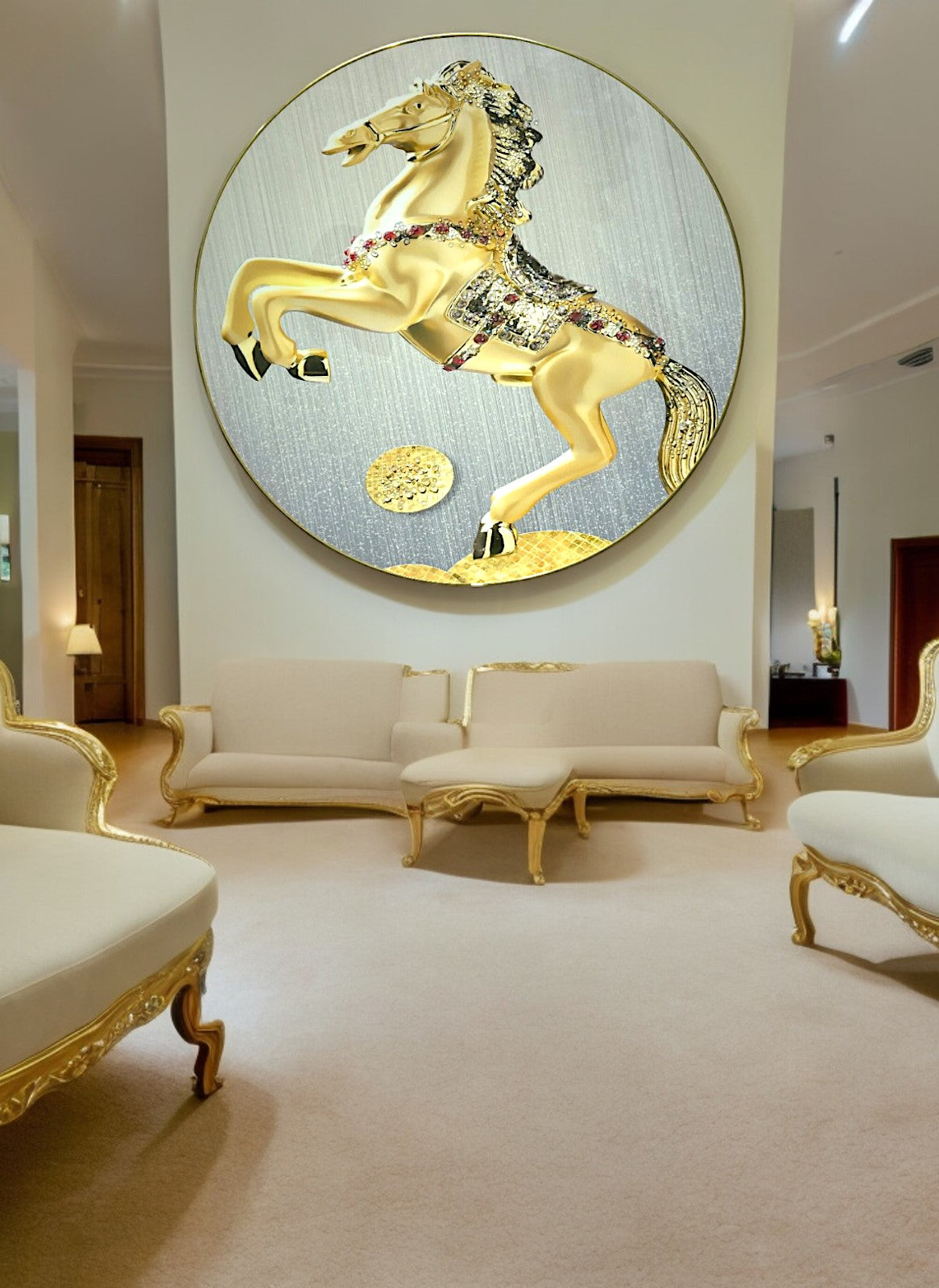 The Equine Grace Crystal Glass Painting (60 x 60 Cm)