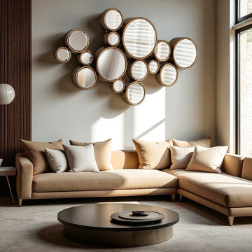 15 Metallic circles Wall Mirror (48 x 32 Inches)