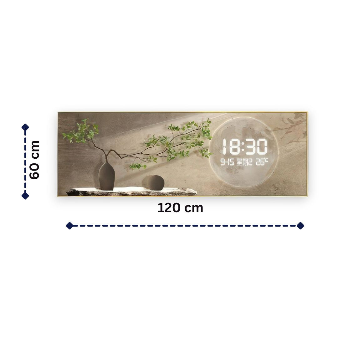 Modern Abstract Greenery LED Clock Wall Decor (120 x 60 CM)