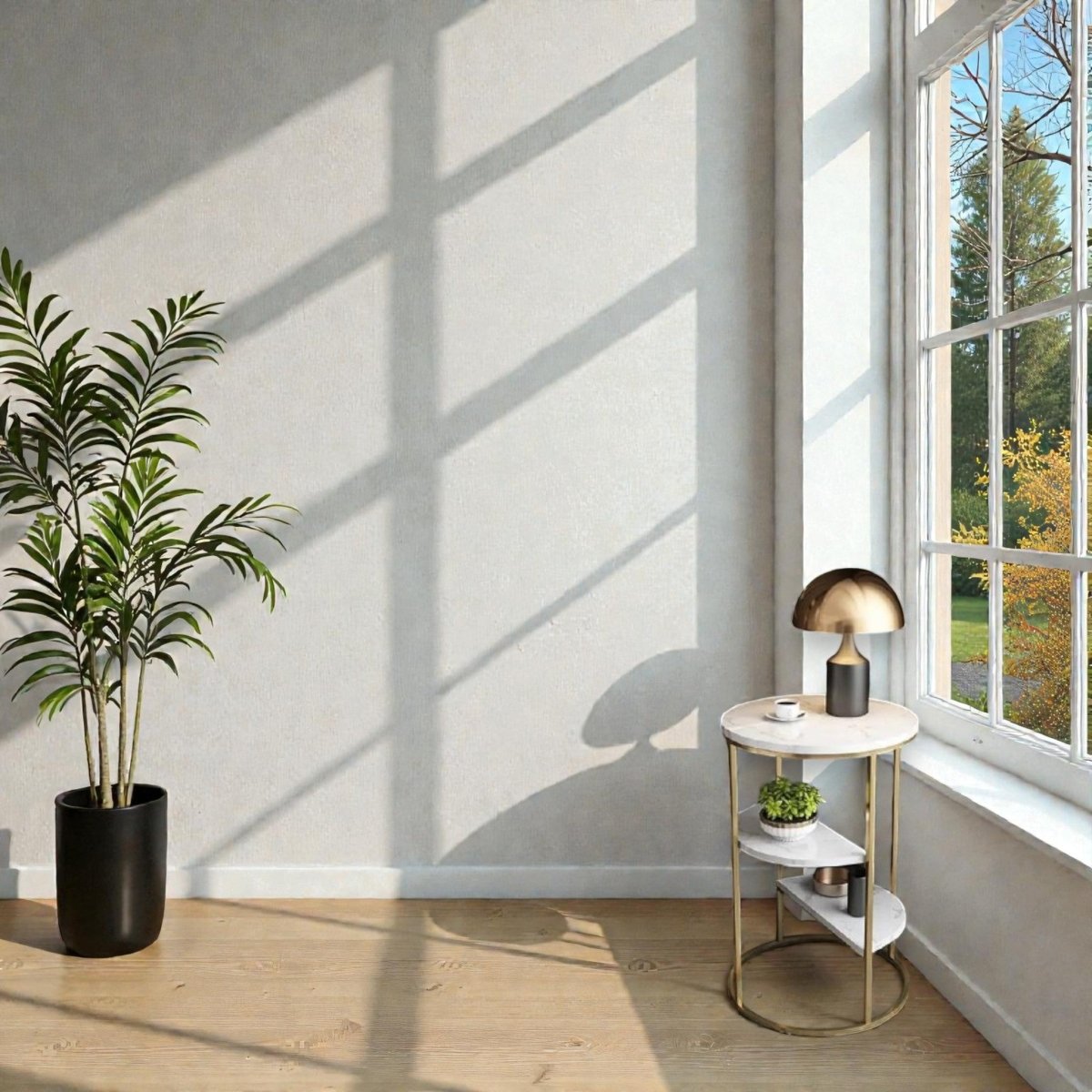 3 Tier White and Gold Marble Top Shelf style Metal Side Table