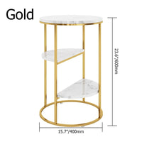 Thumbnail for 3 Tier White and Gold Marble Top Shelf style Metal Side Table