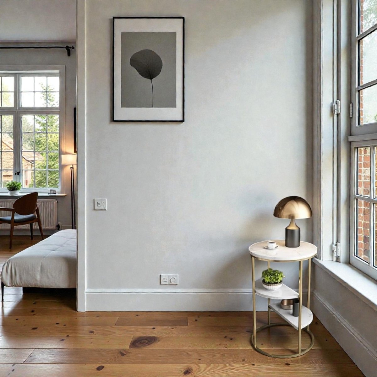 3 Tier White and Gold Marble Top Shelf style Metal Side Table