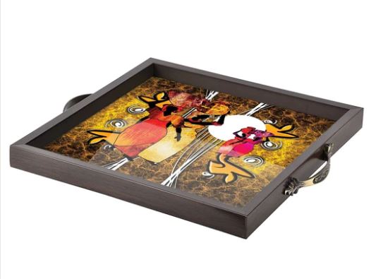 Abstract design Wooden Tray for serving (Starting 9x9 Inches)