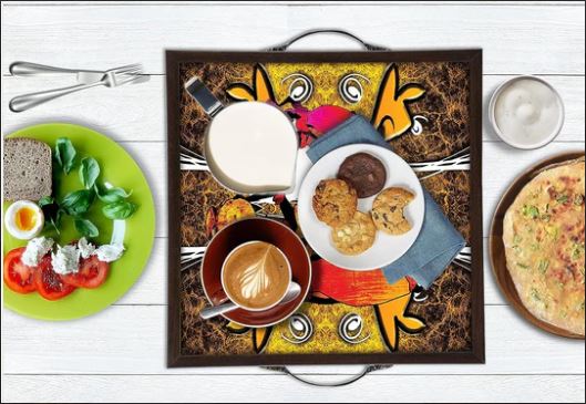 Abstract design Wooden Tray for serving (Starting 9x9 Inches)