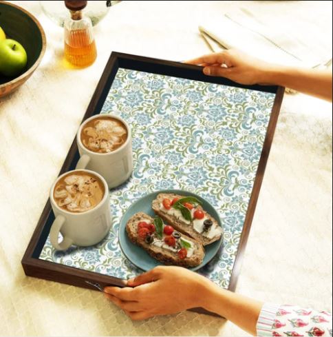 Designer Pine Wood Tray for Serving Coffee, breakfast, and Snacks (Starting 12 x 18 Inches)
