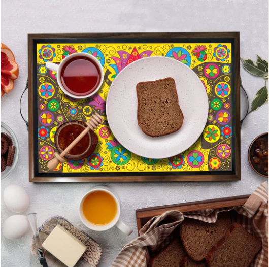 Ethnic Design Wooden Serving Tray (Starting 12x18 Inches)