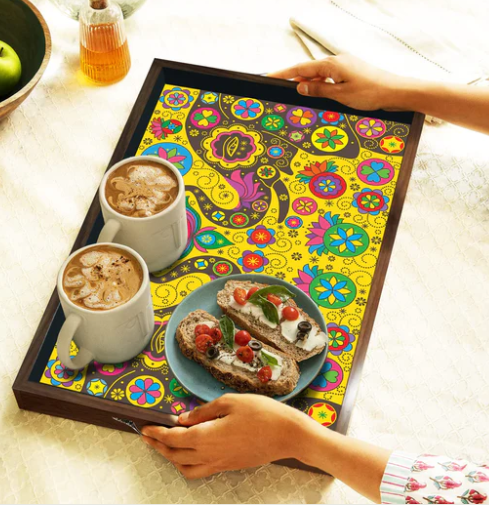 Ethnic Design Wooden Serving Tray (Starting 12x18 Inches)