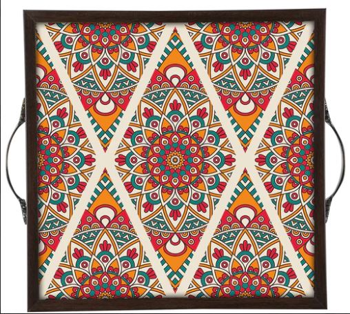Geometrically design Printed Serving Tray (Starting 9x9 Inches)