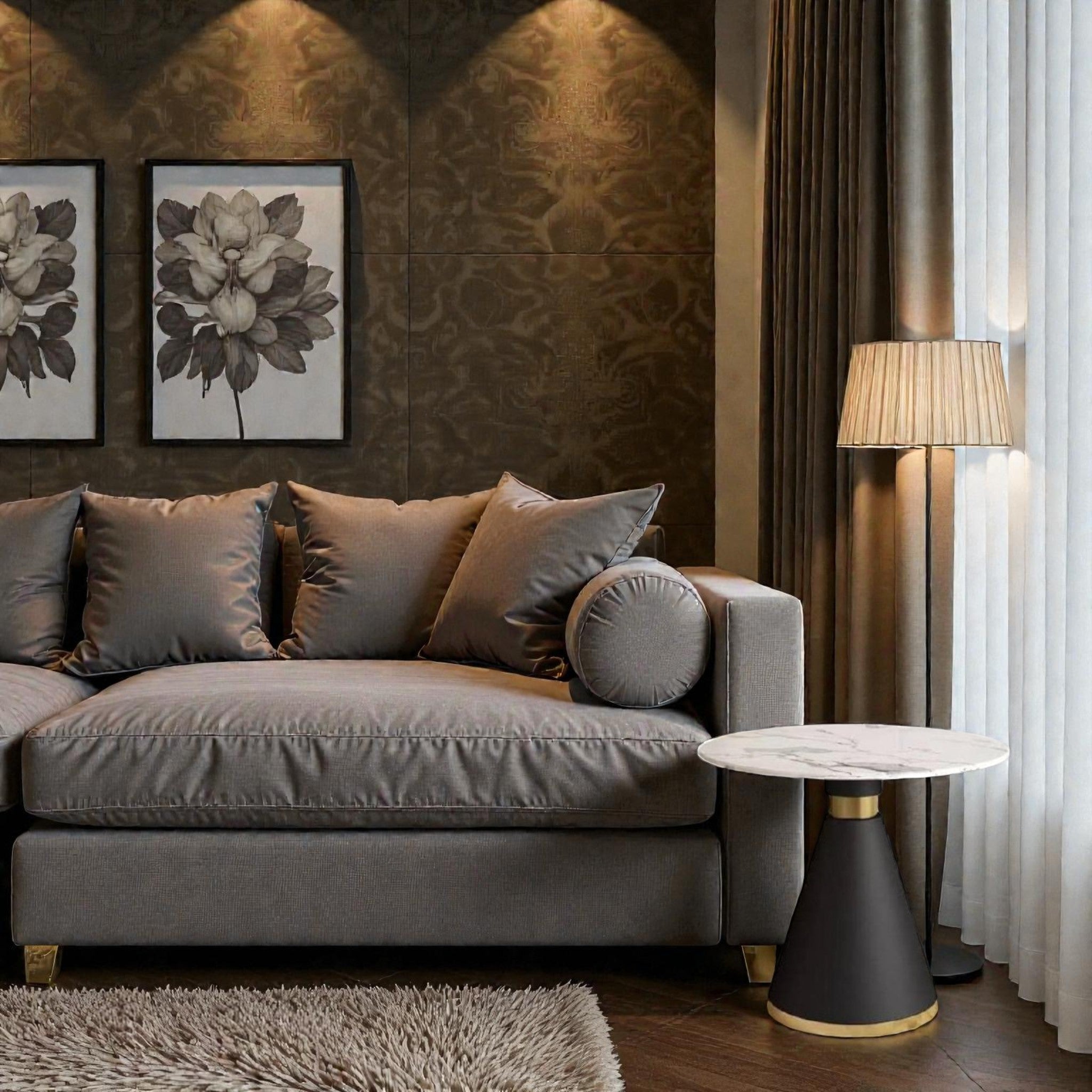 Metalkart Special The 'Geo-Conic' Black & Brass End Table