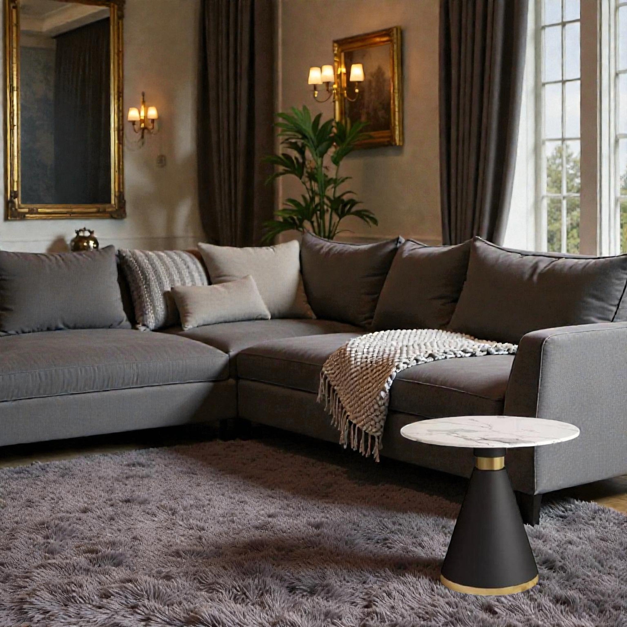 Metalkart Special The 'Geo-Conic' Black & Brass End Table