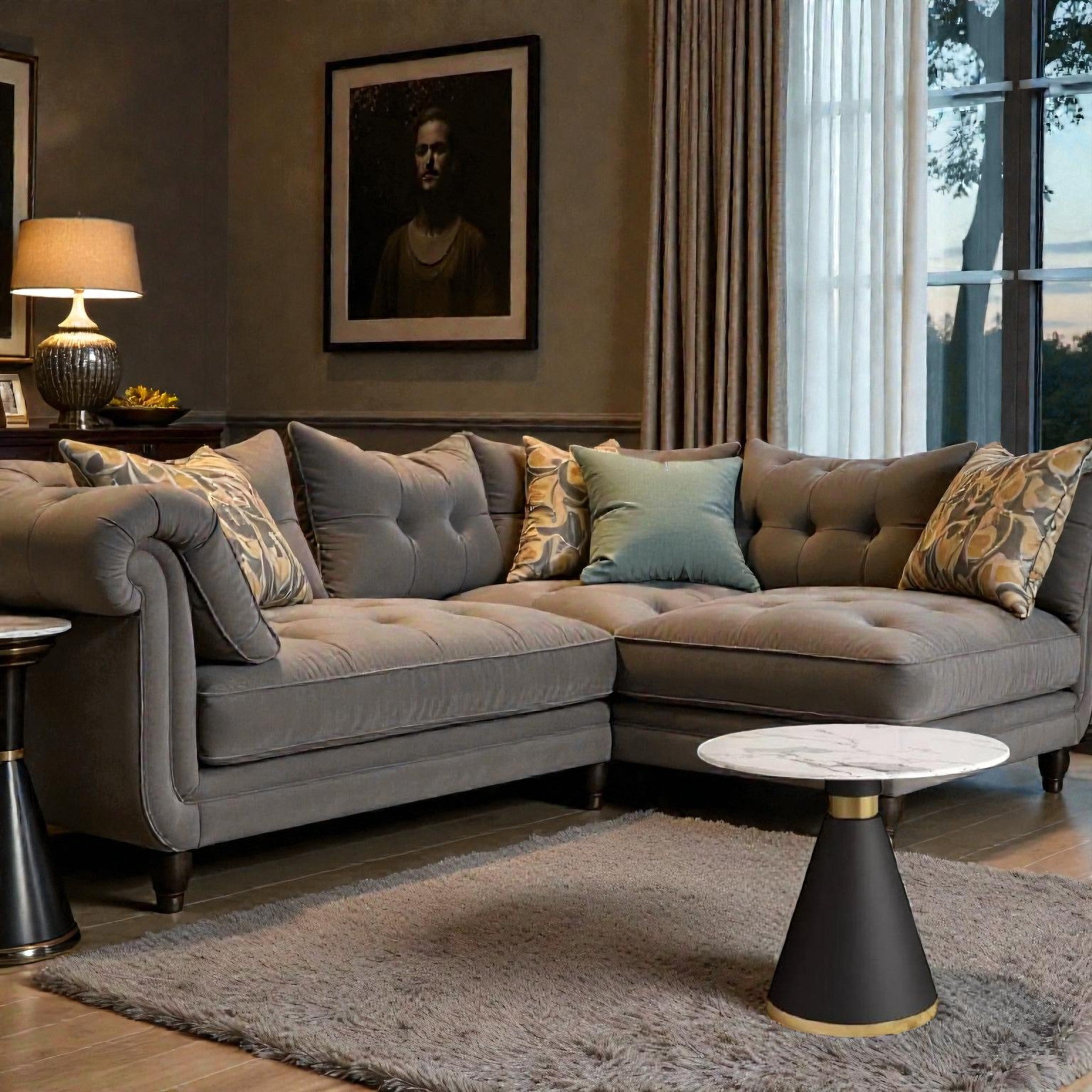 Metalkart Special The 'Geo-Conic' Black & Brass End Table