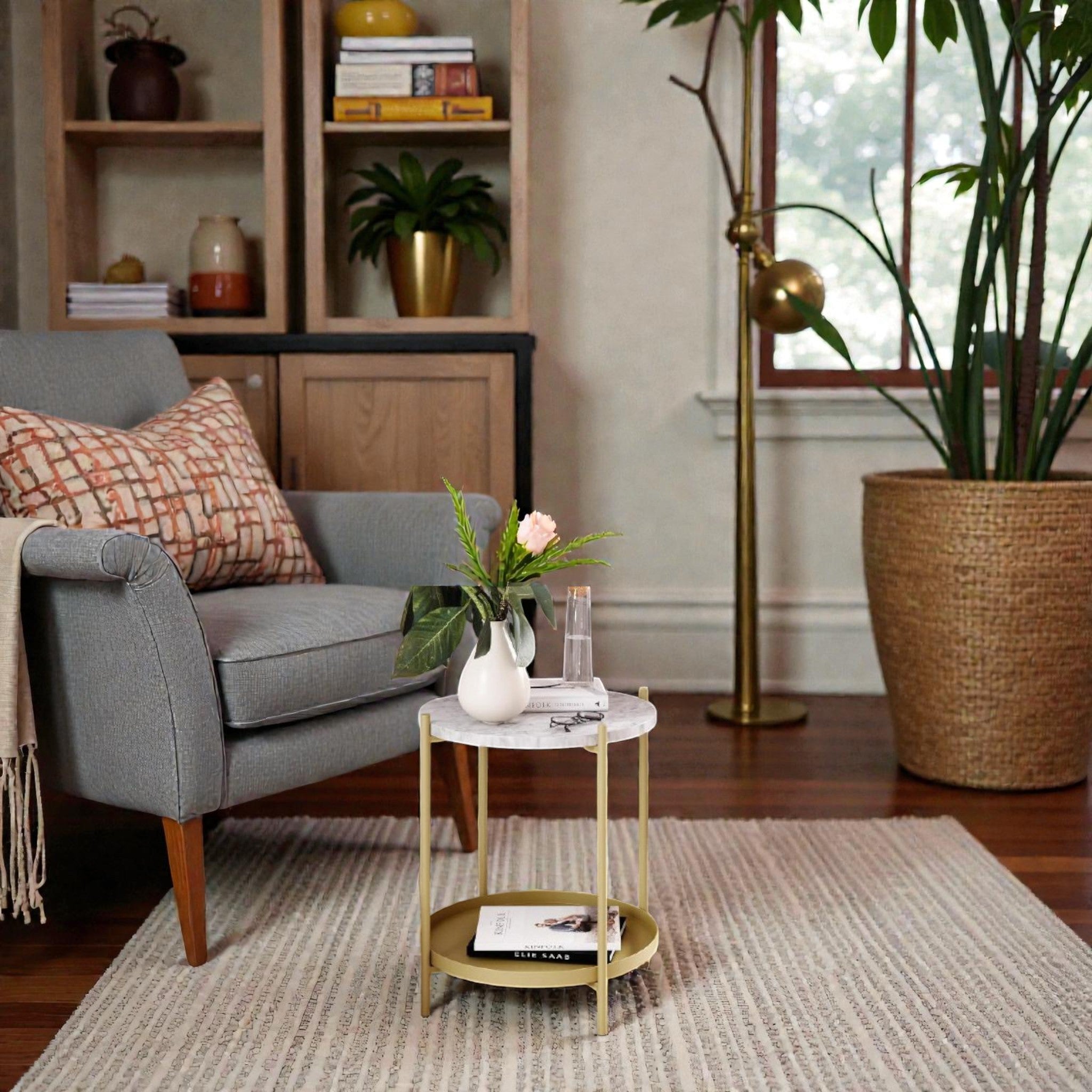 Metalkart Special The Brass Halo Tray-Shelf Table