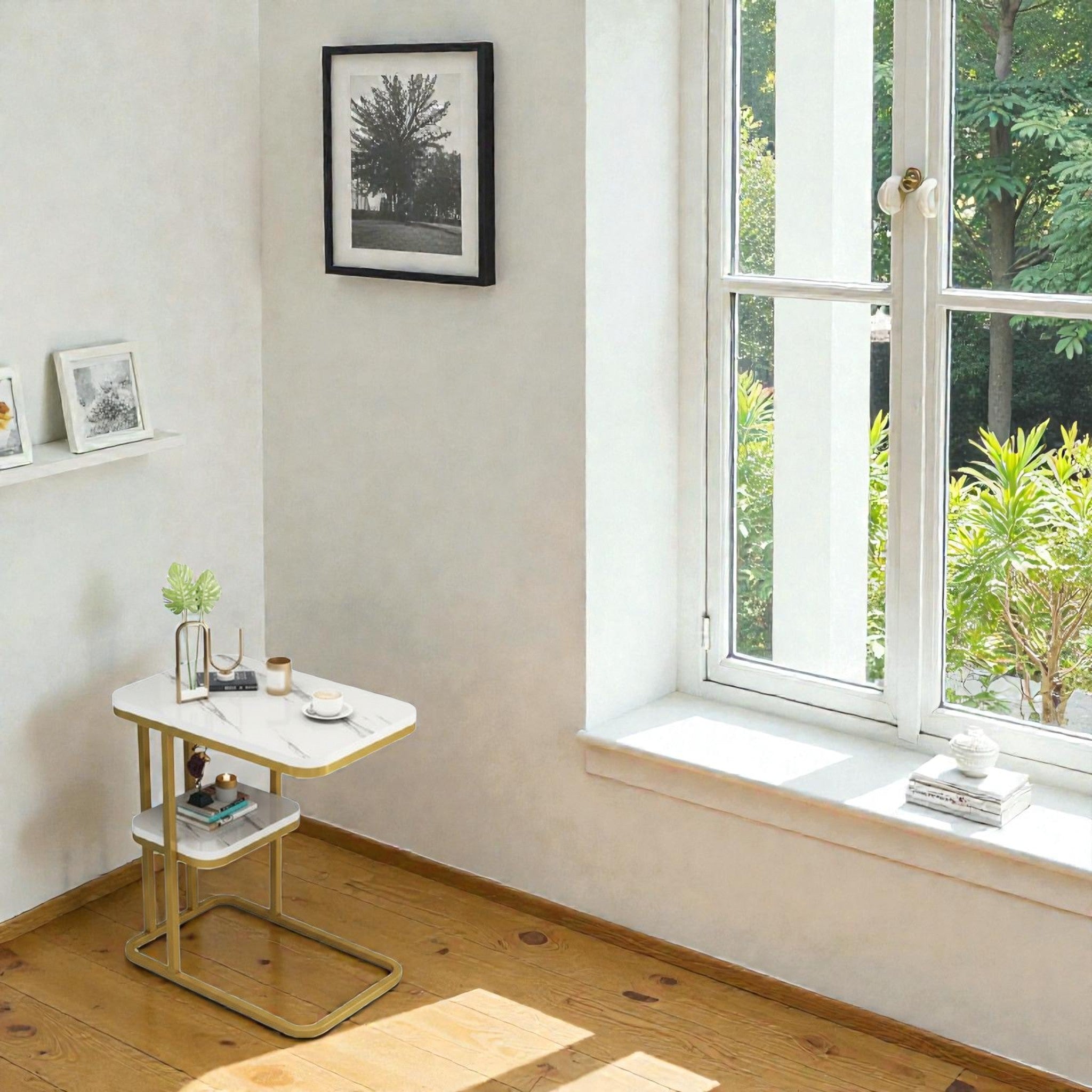 Metalkart Special The Modern Marble-Top Laptop C-Table