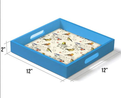 Teal Blue Designer Timber Serving Tray (Starting 9x9 Inches)