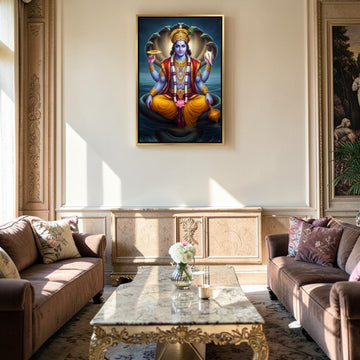 Vaikuntha Resonance: Lord Vishnu on Sheshanaga Canvas (24 x 36 Inches)