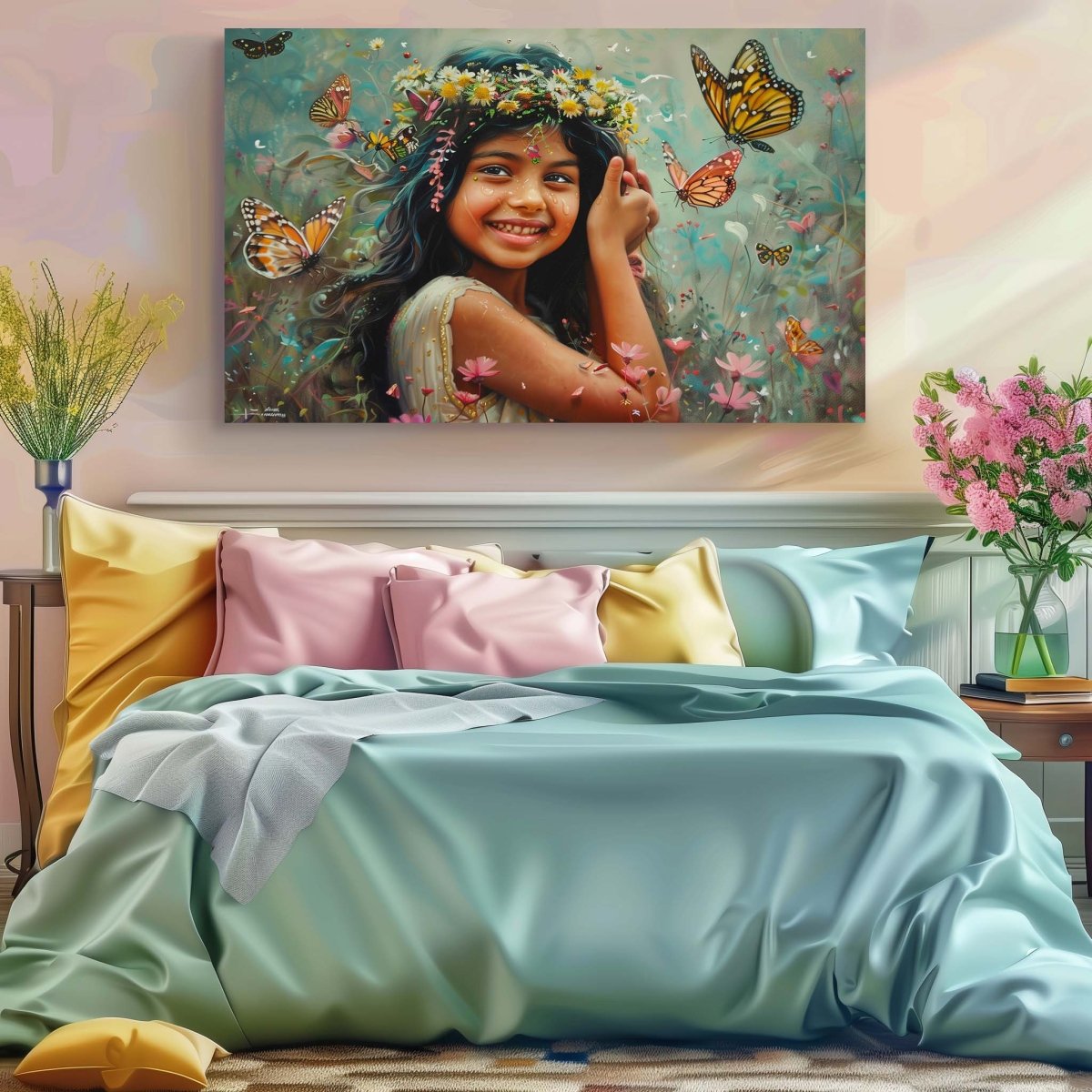 A Dance With Wings Canvas Wall Painting (36 x 24 Inches)