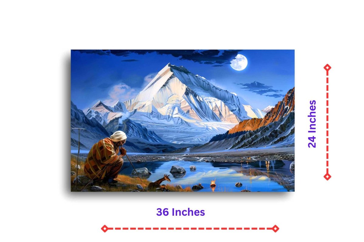 A Mountain Muse Beyond Kailash Canvas Painting (36 x 24 Inches)